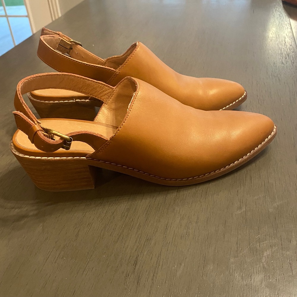 Madewell The Harper Slingback Mule English Saddle Leather Tan Block Heel Size 8